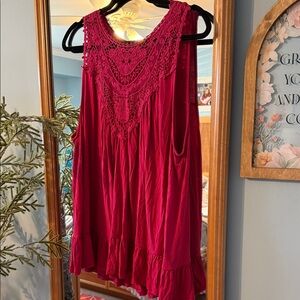 Torrid Crochet Sleeveless Top in Deep Raspberry